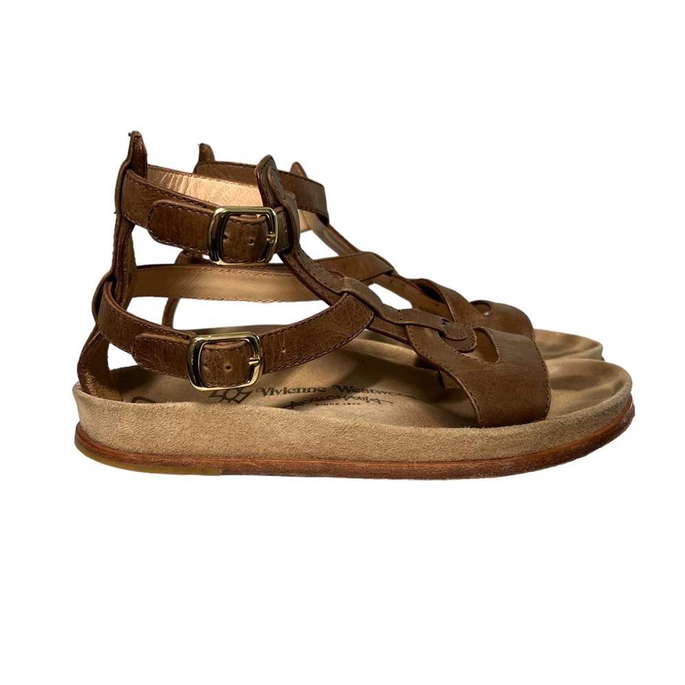 Vivienne Westwood Anglomania Cadwin Brown Leather Strappy Sandals